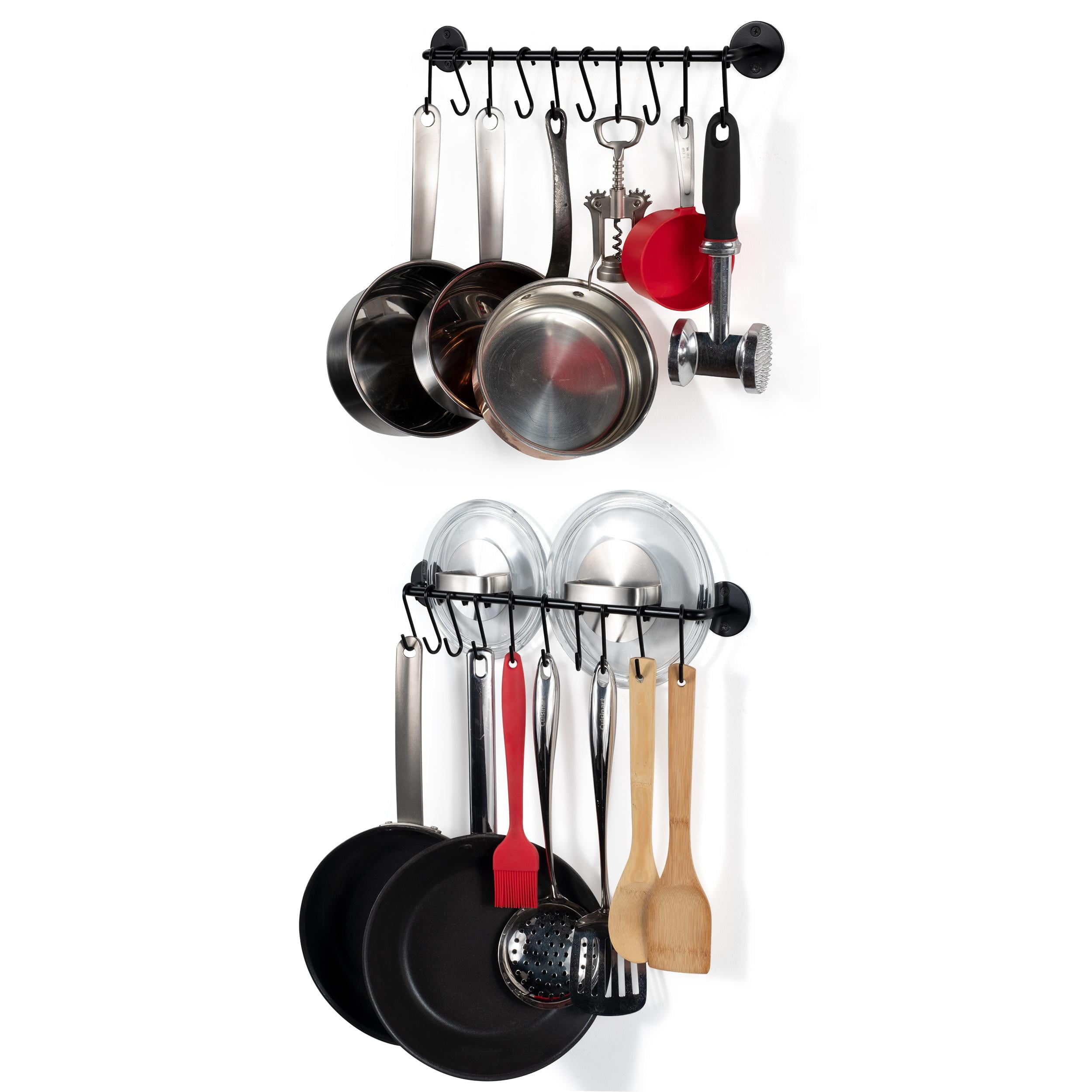 Wallniture Cucina 16'' Kitchen Utensil Holder Rail with 10 S Hooks