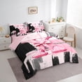 thumbnail image 3 of Manfei Black Pink Ombre Twin Bedding Sets 7pcs for Girls, Bow Knot Monogrammed Bedding Comforter Set, Personalized Letter X Sheet Sets, Ultra Soft Home Decor, 3 of 8