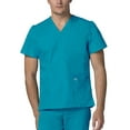 thumbnail image 2 of Adar Universal Unisex V-Neck 2 Pocket Scrub Top - 2600 - Teal Blue - 5X, 2 of 6