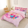 thumbnail image 3 of Erosebridal Cute Mermaid Pattern Duvet Cover Set,Ocean Life Sea Animal Bedding Full For Girls Teens 3pcs,No Comforter,Reversible, 3 of 6