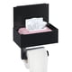 thumbnail image 1 of Portarrollos de papel higiénico negro, portarrollos con caja de toallitas húmedas, portarrollos de papel higiénico, portarrollos con estante para baño, autoadhesivo o perforador, 1 of 5