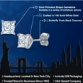 thumbnail image 2 of Gem Stone King 1.60 Cttw 14K White Gold Princess 5MM White Moissanite Double Notch Stud Earrings | Gold Earrings for Women Men, 2 of 6