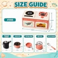 thumbnail image 3 of JoyStone 66PCS Kids Pretend Play Kitchen Set with Lights, Sounds & Mist, Rice Cooker, BBQ Grill, Cookware & Cutting Food, Pink, 3 of 11