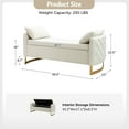 thumbnail image 5 of Upholstered Flip-Top Storage Bench Button Tufted with Pillows Golden Base for Home Bedroom White, 5 of 7