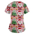 thumbnail image 4 of HaHaHappy Scrubs for Women Christmas Plus Size V Neck Dressy Christmas Santa Print Scrub Shirts Ugly Short Sleeve Casual Scrub Tops Nurse Workwear Medical Nursing Uniform with Pocket Light pink S, 4 of 4