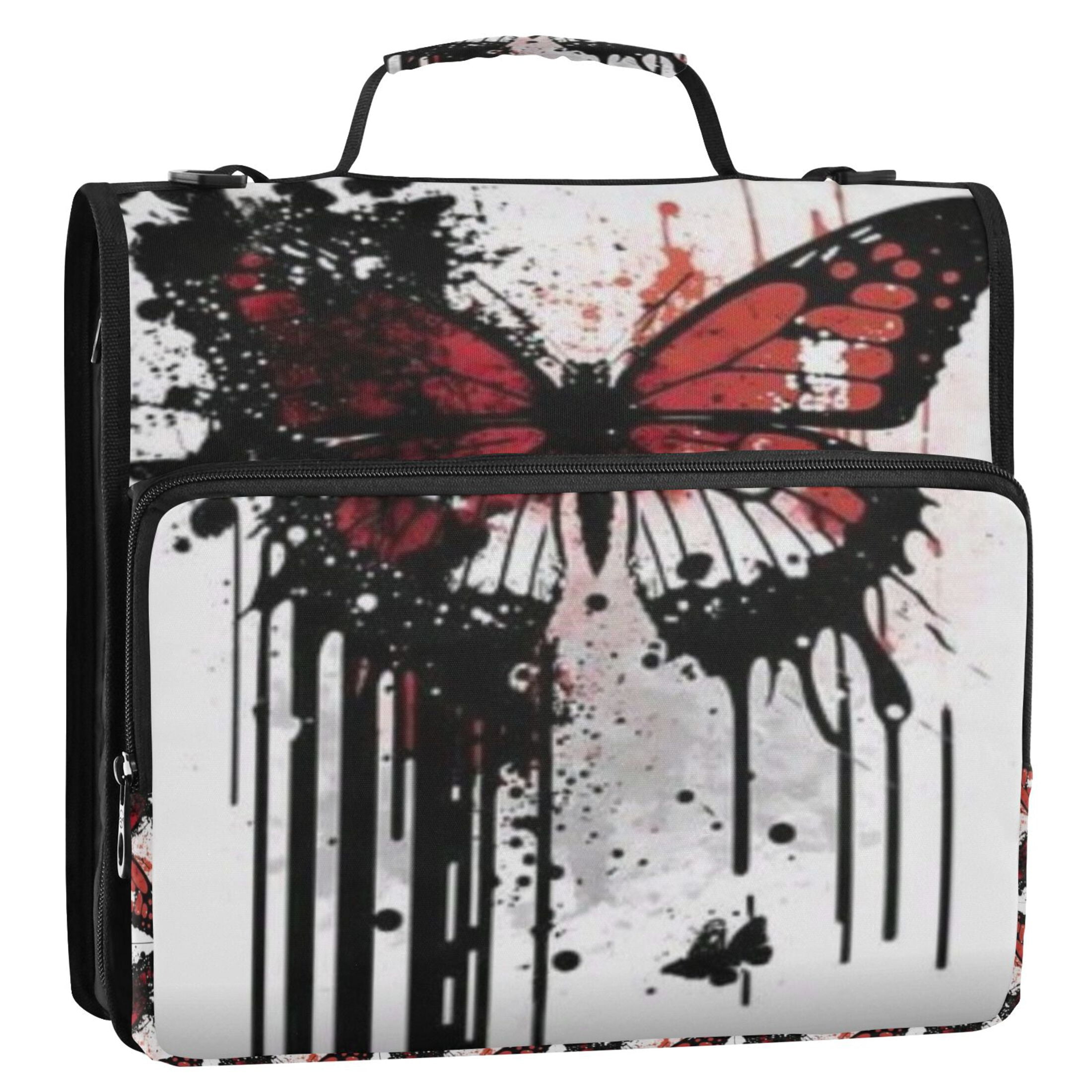 DIXRUYEE Zipper Binder trapper keeper Documents Organized Butterfly's Fiery Dance Printed