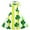 E221-Yellow, variant on Green Shamrock Print Collared Dress for Girls, Short Sleeve A Line Party Gown with Detachable Belt, St Patricks Day Celebration Outfit, Size 5-14 Years