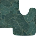 thumbnail image 3 of Dreamtimes Leaves Bath Mat Set Soft High Absorbent Non Slip Rectangular Bath Rug+U-Shaped Toilet Mat, Non-Slip Bath Carpet Bath Mats for Bathroom 17.3"x13.4"+23.6"x15.7", 3 of 5