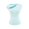 thumbnail image 2 of ATENAR T Shirts for Women Solid Shirts Crew Neck Short Sleeve Tops Blue M, 2 of 5