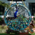 thumbnail image 6 of 2D Flat Acrylic Peacock Wall Hanging Ornament - Vibrant Blue Golden Art Deco Home Decor,  No-Electricity Wall-Mounted Decoration for Living Room, Porch, Festive Holiday Gift,  8*8inch, 6 of 7