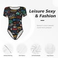 thumbnail image 6 of Rateoe Basketball Printed Women Rash Guard Short Sleeve,Tummy control Swimsuit Surfing Swimsuit Bathing Suit Short-sleeved Onesie UPF 50+, 6 of 6