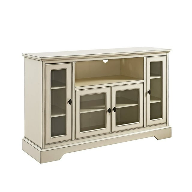 Walker Edison 52" Highboy Style Wood TV Stand - Antique White