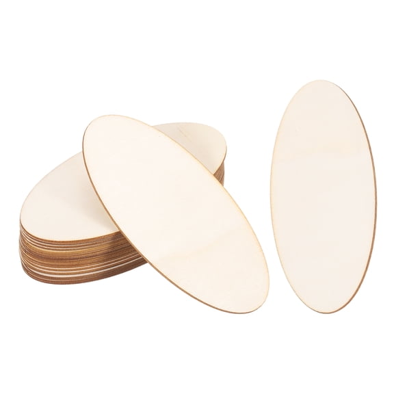 Uxcell 120x60mm Wood Pieces, 20 Pack Unfinished Oval Wood Shapes Blank Wooden Cutouts Ornaments Natural