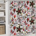 thumbnail image 4 of Juego de 4 cortinas de ducha de Stranger Things con alfombrillas antideslizantes, tapa de inodoro y alfombrilla de baño, cortina de ducha impermeable con decoración de dibujos animados para baño con, 4 of 8