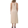 thumbnail image 3 of INSPIRE CHIC Women's Halter Neck Belted Waist Summer Midi Dresses L Apricot, 3 of 6