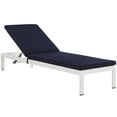 thumbnail image 3 of Modern Contemporary Urban Design Outdoor Patio Balcony Three PCS Chaise Lounge Chair, Navy Blue White, Aluminum, 3 of 8