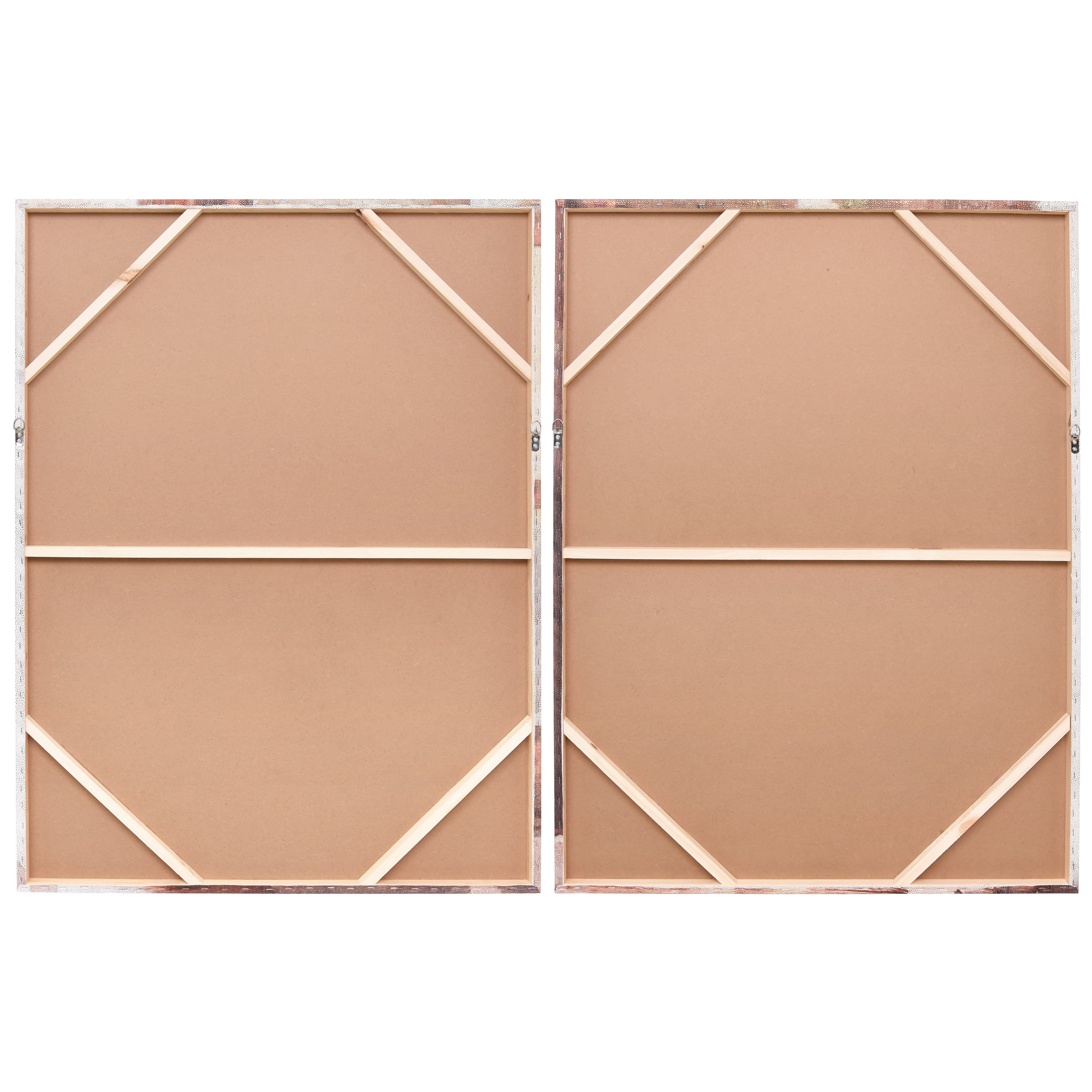 "Timeless Serenity I & II" Vase by the Window on Gold Metallic Shagreen Wrapped Canvas Wall Art Set, each sized 48"x36"