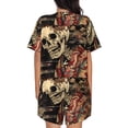 thumbnail image 6 of Fuzoiu Gothic Eastern Floral Skull Print Women's Short-Sleeved Pajama Set,Lounge Sleepwear Set,Womens Pajama Sets 2 Piece,Button-Up Top and Shorts with Pockets-3X-Large, 6 of 7