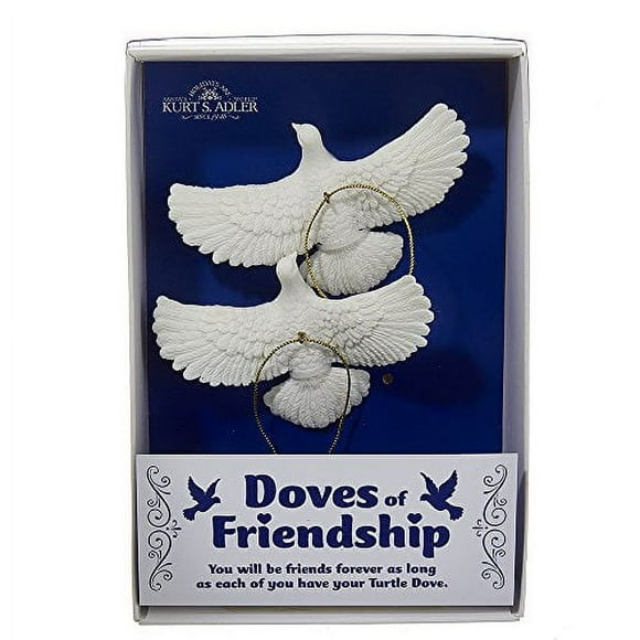 Ensemble d'Ornements 2 Pcs en Résine Colombes d'Amitié