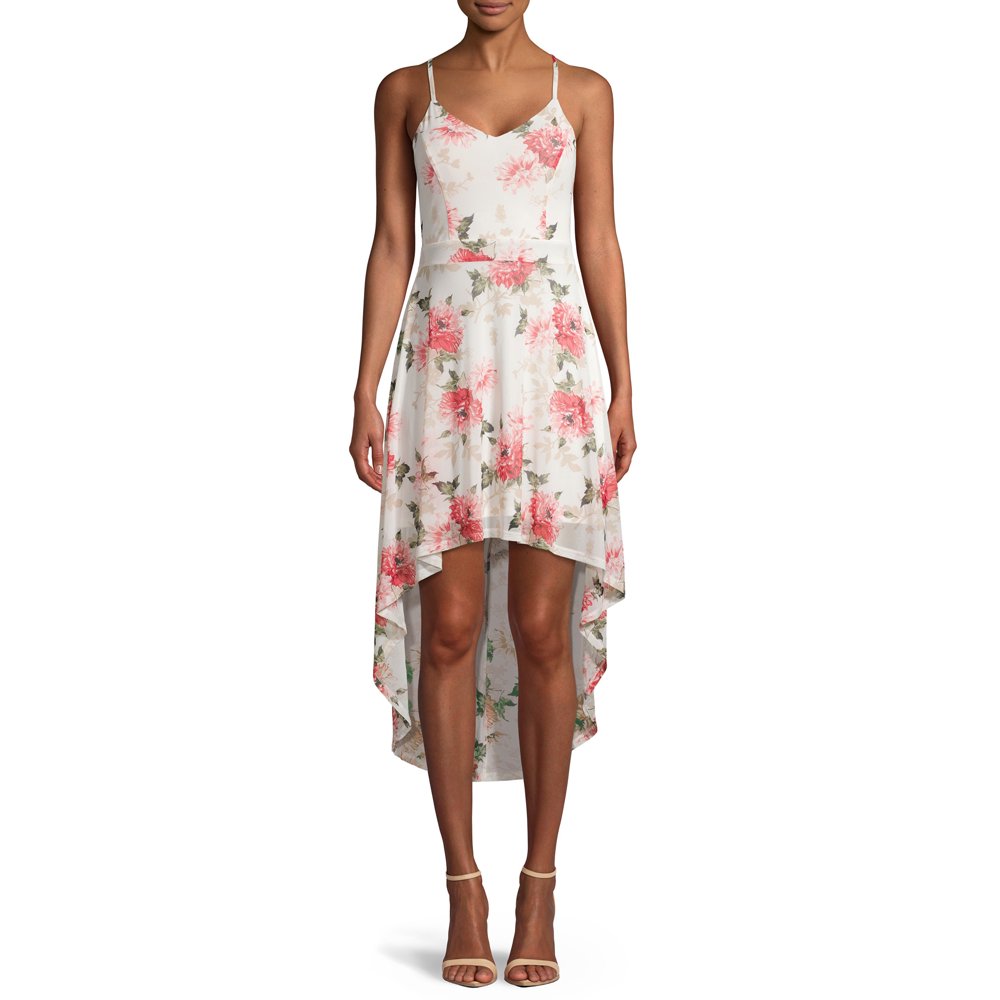 No Boundaries - No Boundaries Lace Back Print Dress - Walmart.com ...