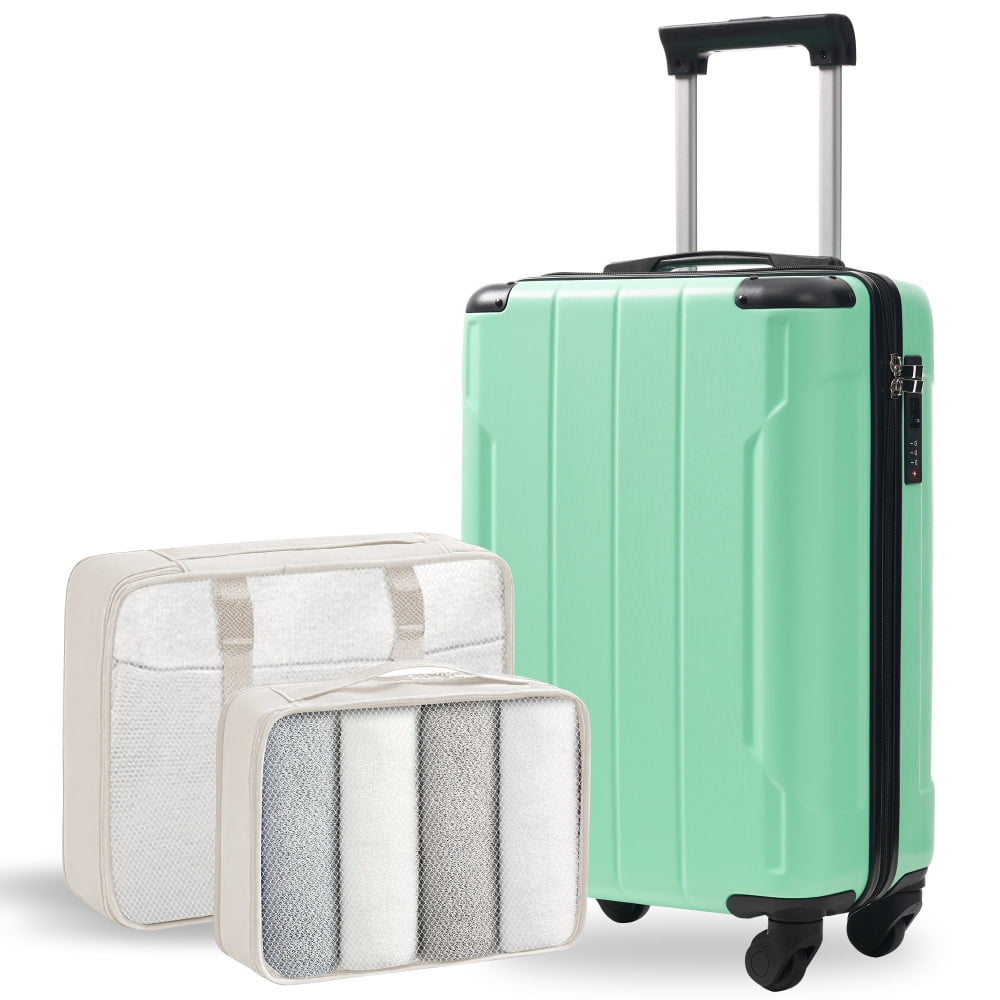 DECMAY 20" Hardshell Carry-On Luggage with 2 Packing Cubes, ABS Spinner Wheels & TSA Lock