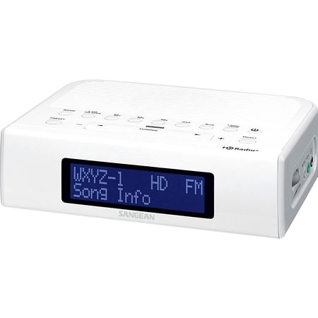 HDR-15 AM/FM Digital Tuning Clock Radio with USB Phone Charging, White