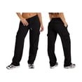 thumbnail image 3 of Pantalones Cargo de Mujer, de Felpa, de Talle Alto, Holgados, Estilo Deportivo, para Mujer, Pantalones Casuales con 8 Bolsillos. Negro L, 3 of 9