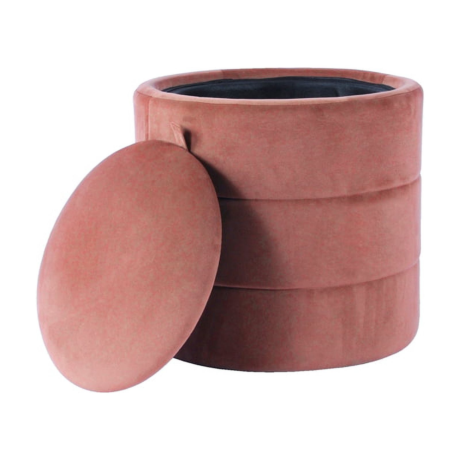 HomePop Round Storage Ottoman, Blush Velvet