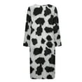 thumbnail image 4 of Xoenoiee Cow Fur Print Zip Up Robes for Women Long Sleeves Zipper House Coat Bathrobes Lightweight Nightgown with Pockets, Size L, 4 of 6