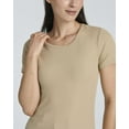 thumbnail image 5 of Real Essentials 4 Pack: Women's Ribbed Knit Short Sleeve Crew Neck T-Shirt (Available in Plus), 5 of 6