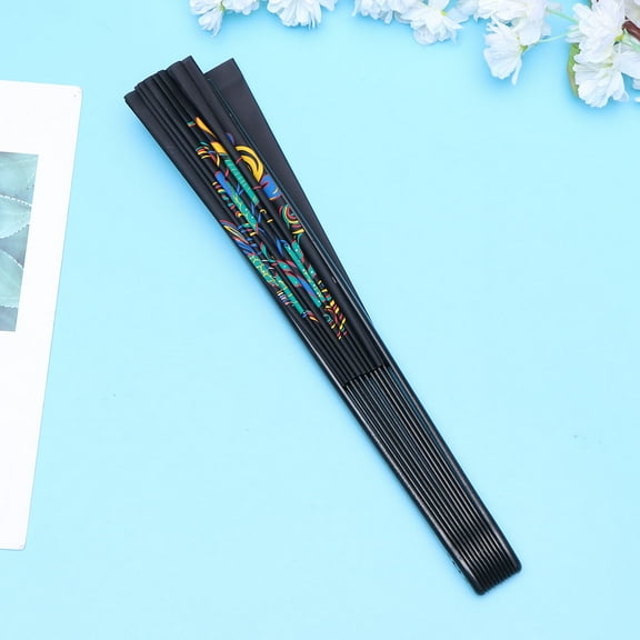 Masteelf 1Pc Plastic Chinese Fan Kungfu Fan Martial Arts Fan Performance Fan Taichi Fan (Black)