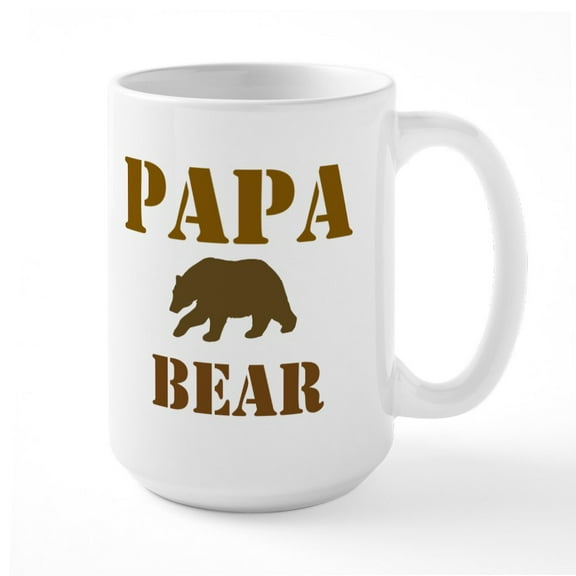CafePress - Papa Mama Baby Bear Large Mug - 15 oz Ceramic Large White Novelty Mug