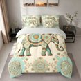 thumbnail image 3 of Erosebridal Elephant Full Size Bedding Sets, Mandala Blue Full Size Bed in a Bag, Gray Reversible 7-Piece, 3 of 6
