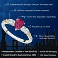 thumbnail image 2 of Gem Stone King 925 Silver 10K Yellow Gold Pear Shape Red Created Ruby White Moissanite and White Lab Grown Diamond Engagement Ring for Women (1.29 Cttw, Available in Size 5,6,7,8,9), 2 of 4