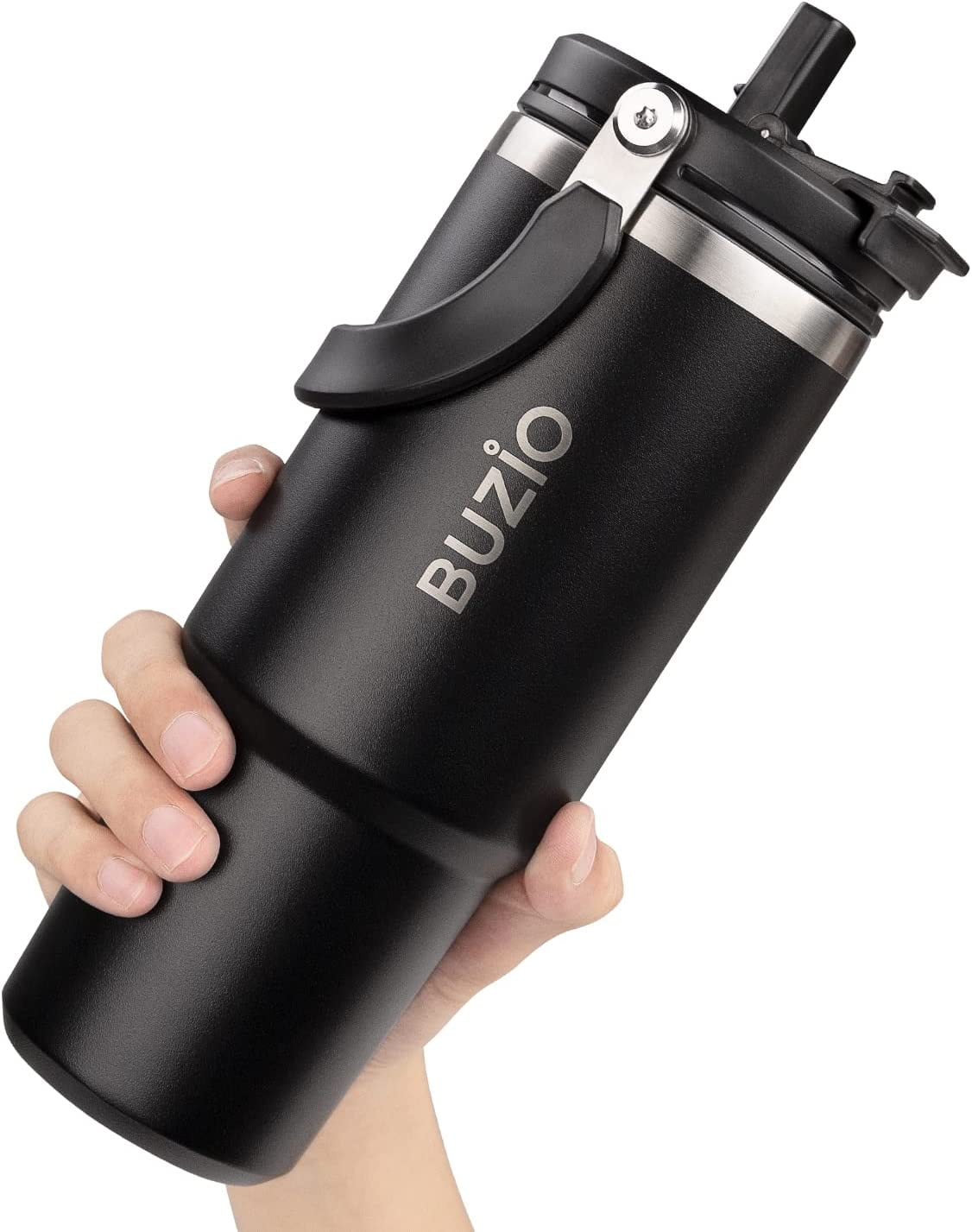Buzio 40 oz Tumbler with Handle and Straw Lid, Stainless Steel Vacuum
