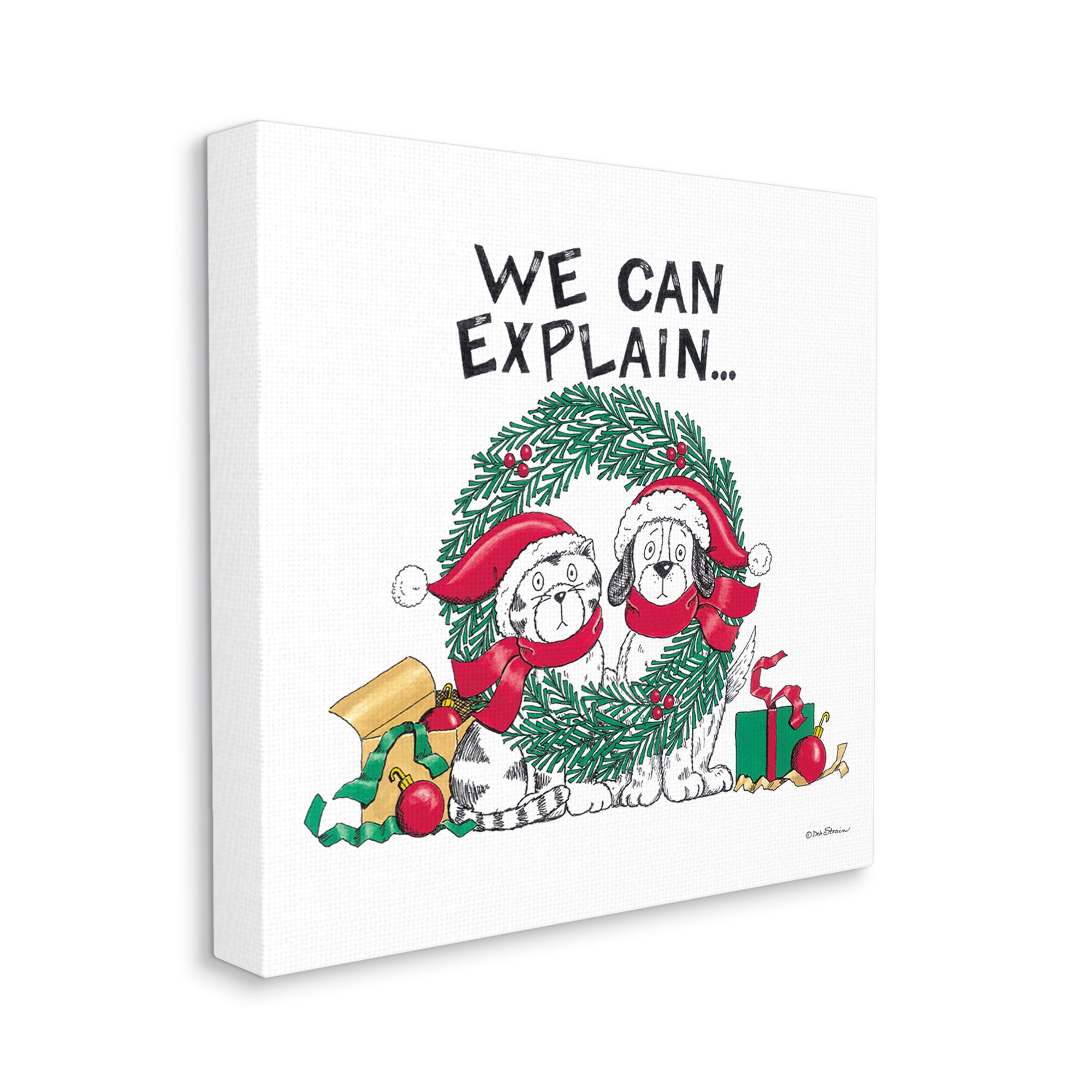 Stupell Industries Cat & Dog Christmas Humor Holiday Painting Gallery Wrapped Canvas Print Wall Art, 30 x 30