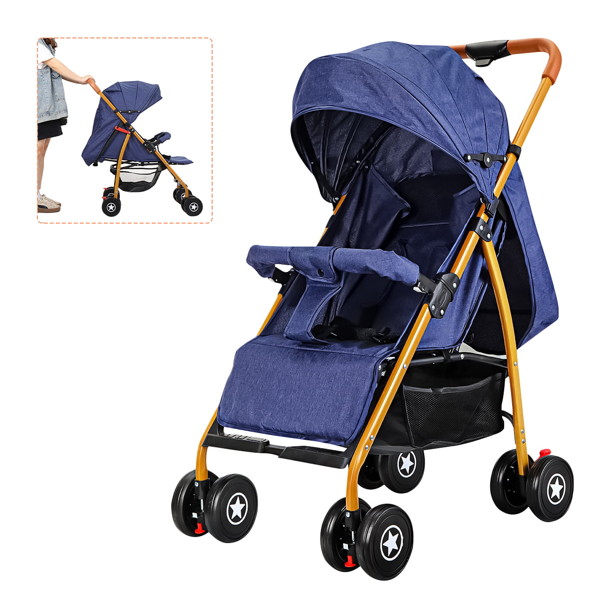 ShaHa Toddler Stroller with Compact Fold and Lighter Weight Easy to Disassemble and Washable Easy to Travel with and Comes with Adjustable Backrest 