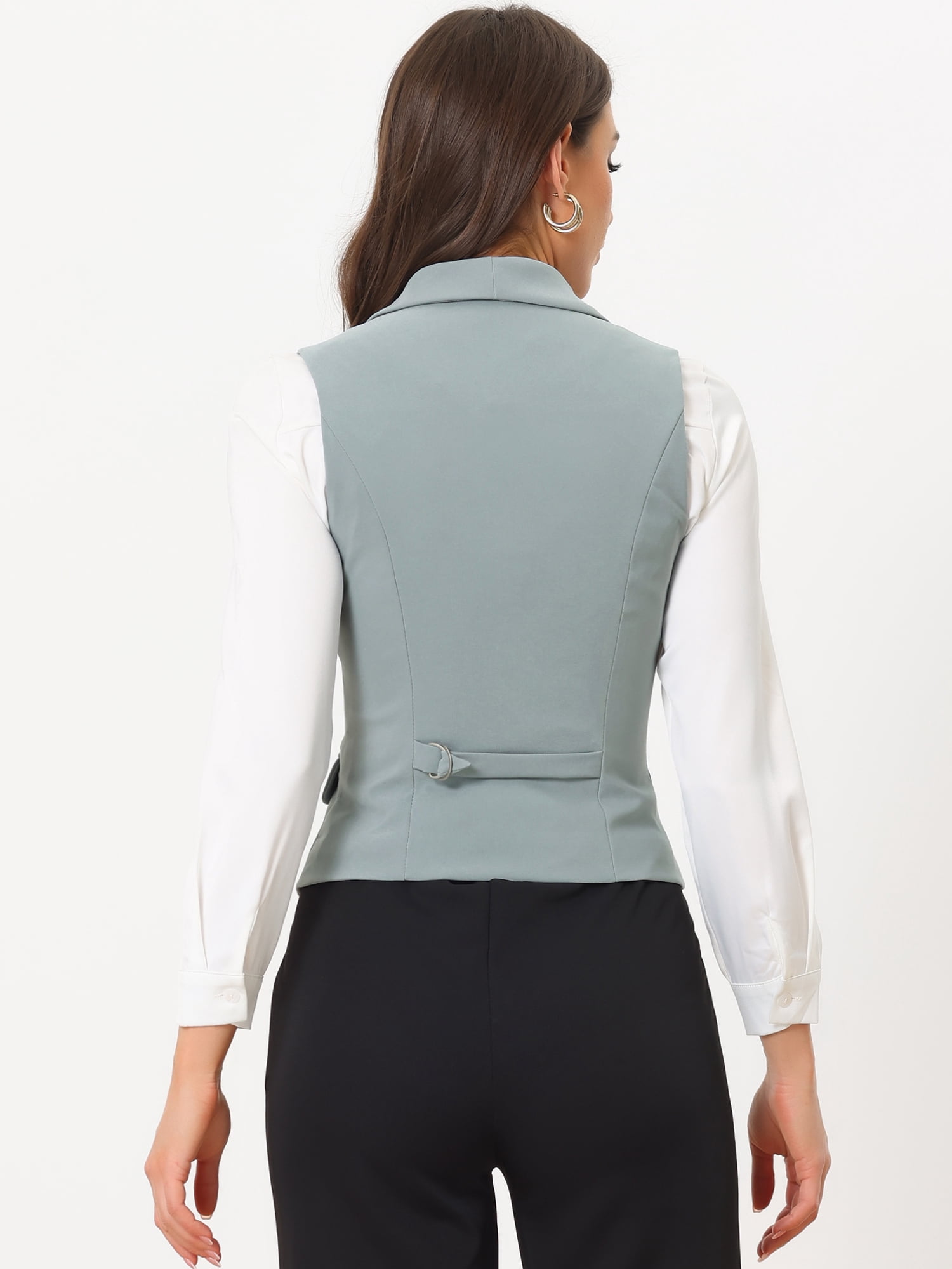 DARING DIVA Women's Waistcoat Double Breasted Shawl Lapel Suit Vest XL Gray