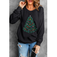 thumbnail image 5 of Women's Black Rhinestone Christmas Tree Graphic Pullover Sweatshirt | [ZhiHiMeRi] | (US 4-6)S, 5 of 7