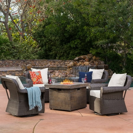 Christopher Knight Home Arlington Outdoor 5 Piece Gas Firepit Seating Set By
