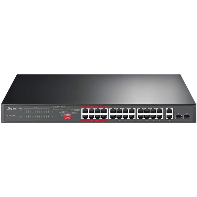 Switch TP-LINK TL-SL1226P 24 Puertos RJ45 10/100 Mbps PoE 2 Puertos RJ45 Gigabit 2 Ranuras SFP Gigabit Combo Rack 19 Pulgadas