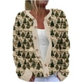 thumbnail image 2 of Jsaierl Womens Christmas Cardigan Sweaters Plus Size Dressy Long Sleeve Cute Printed Open Front Button Knit Outwear, 2 of 3