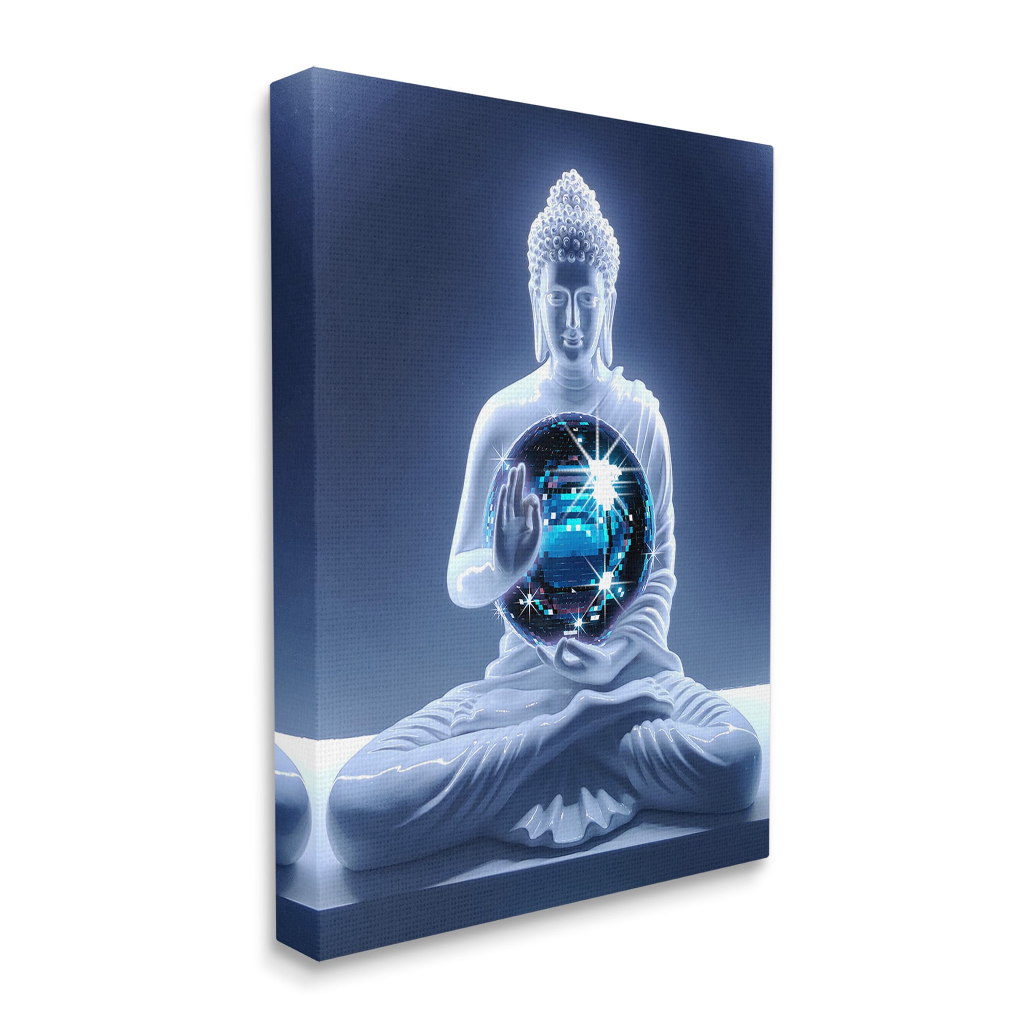 Stupell Industries Buddha with Disco Ball Novelty Painting Gallery Wrapped Canvas Art Print Wall Art, 16 x 20