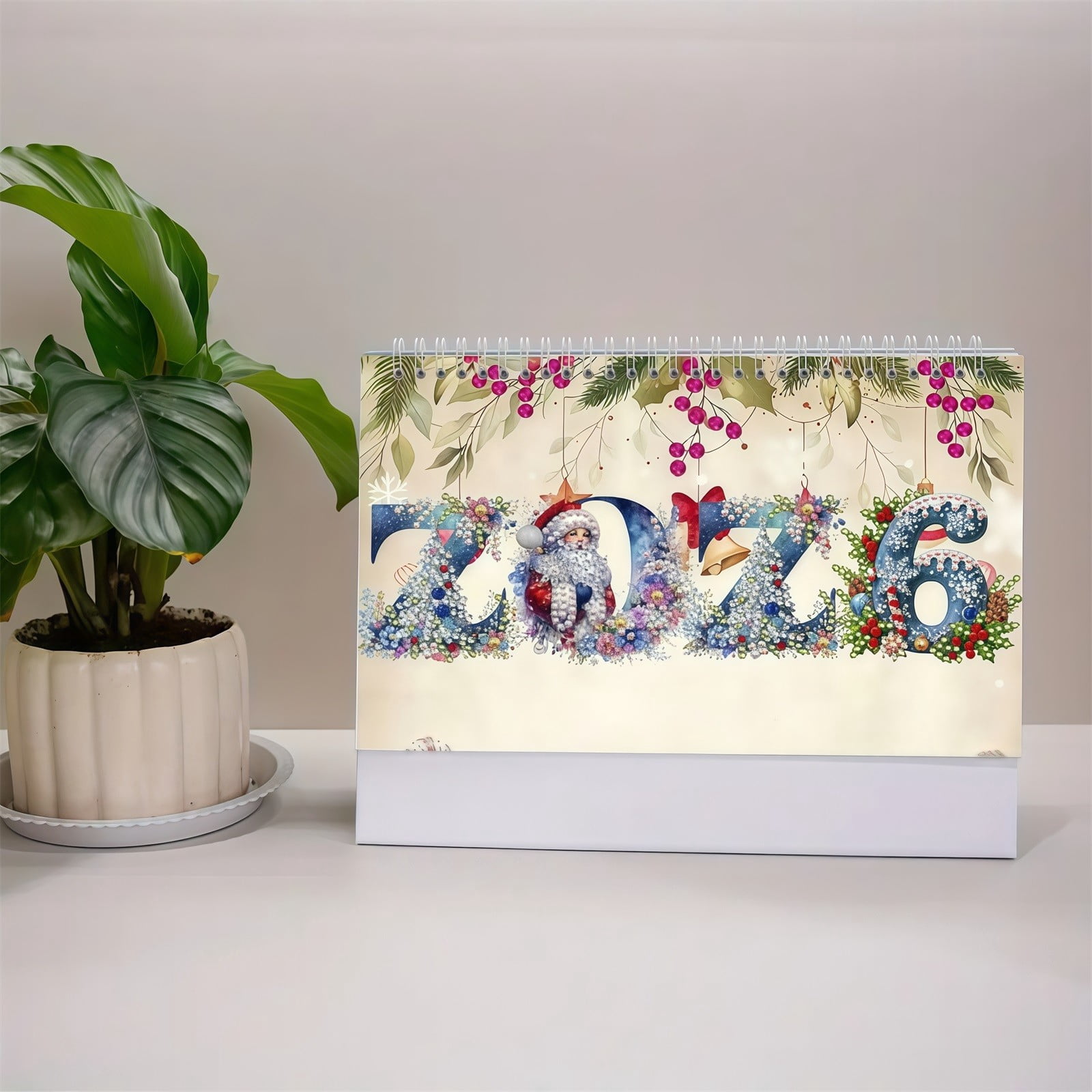 FLOPESN 2026 DIY Diamond Art Desk Painting Calendar,Creative Design Thick Paper Calendar with To Do List Ornaments Monthly Flip Tabletop Calendar for Home Office Planning-Santa Claus
