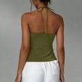 thumbnail image 6 of Women's Sleeveless Halter Tops 2026 Summer Ruched Ring Solid Tank Tops, Asymmetrical Handkerchief Hem Slim Fit Backless Going Out Blouse Party Clubwear Vacation Outfits, 6 of 6