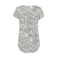 thumbnail image 5 of Summer Saving Wycnly Womens Blouses and Tops Dressy Comfy Lightweight Flowy Swing Button up Henley Shirts Pullover Tunic Summer Floral Print V-Neck Short Sleeve Cute Tees Tops Gray m, 5 of 5