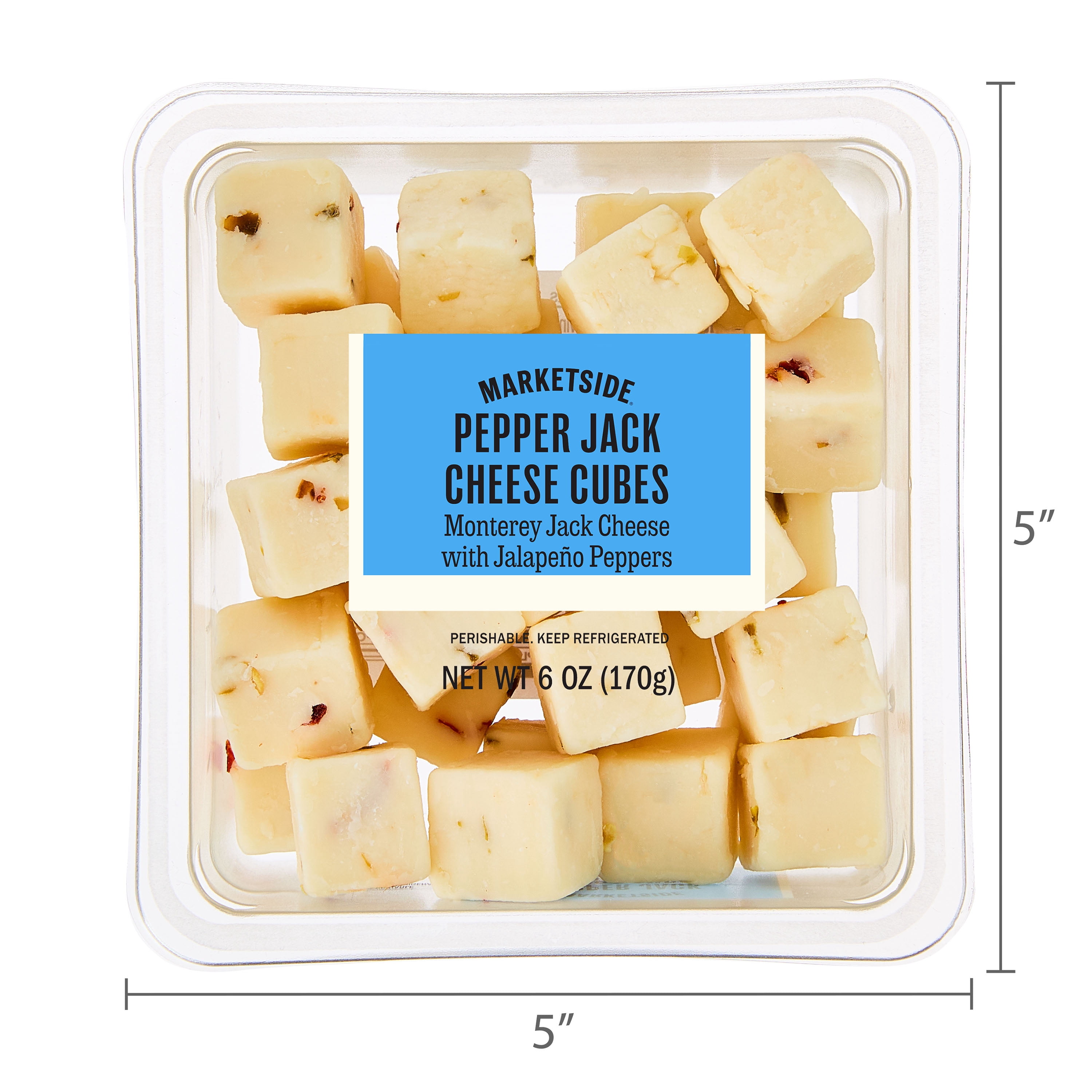 Marketside Cubed Pepper Jack Cheese Cup, 6 oz Plastic Cup (Refrigerated)