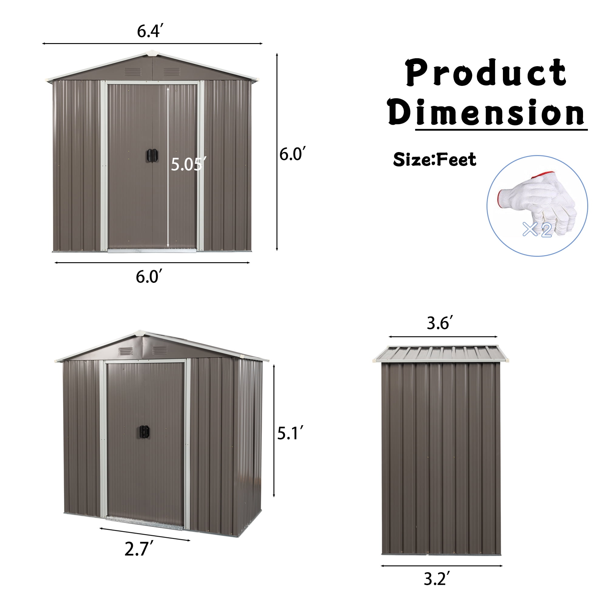 Aimee Lii 72" x 38" Outdoor Metal Storage Shed, Utility Tool Shed Storage House, Metal Sheds for Backyard Garden Patio Lawn, Gray Aimee Lii 72" x 38" Outdoor Metal Storage Shed, Utility Tool Shed Storage House, Metal Sheds for Backyard Garden Patio Lawn, Gray