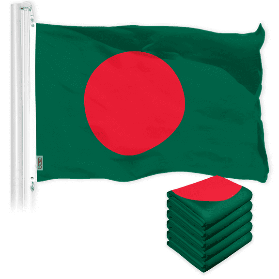 G128 5 Pack: Bangladesh Bangladeshi Flag | 3x5 Ft | LiteWeave Pro Series Printed 150D Polyester | Country Flag, Vibrant Colors, Brass Grommets, Thicker and More Durable Than 100D 75D Polyester