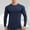 Navy, variant on Men's Athletic Long Sleeve Shirts Gym Workout Slim Fit T-Shirt Elastic Solid Color Baselayer Tops